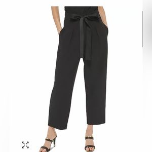 DKNY Twill Cropped Tie-Waist Pants